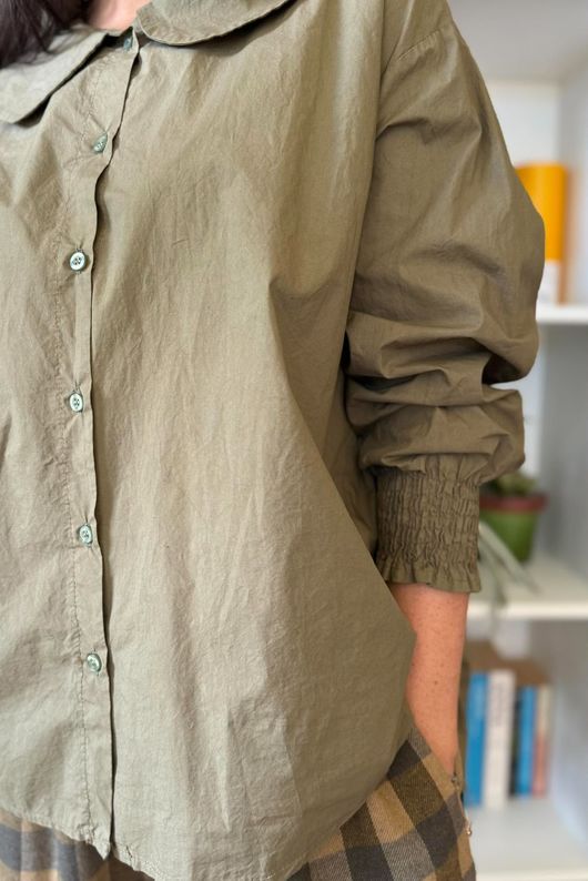 Paloma Tela Peter Pan Blouse Deep Olive